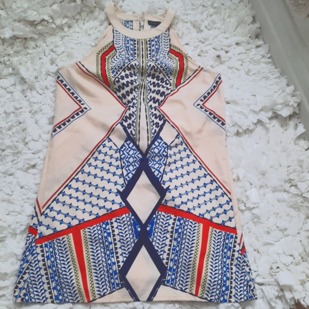 Venus Geometric Print Halter Mini Dress S/M